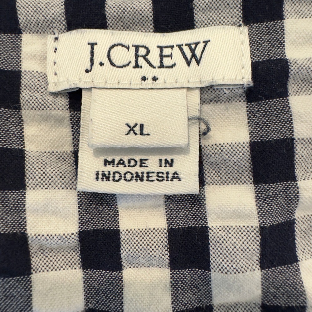 J. Crew Gingham Embroidered Square Neck Blouse XL Cottagecore Boho Cotton Top - Picture 6 of 7